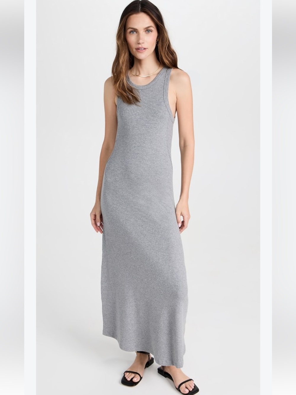 URBAN REVIVO Sleeveless Ribbed Maxi Dress in Gray – Effortless Everyday Style